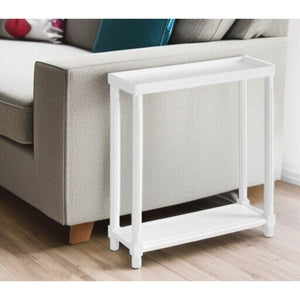 HMS Set of Two 24\" White Wood Rectangular Console Tables with Shelf Elegant End Tables for Home Decor