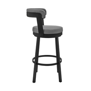HMS 26\" Gray and Black Fabric Counter Height Swivel Bar Chair Living Room Iron Chair with Stylish Design
