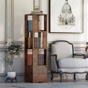 YQ FOREVER Wooden Bookshelve Bookshelf With Door Storage Rack Bookcase Living Room Furniture