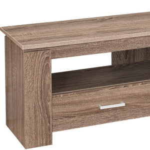 HMS 47\" Deep Taupe Oak TV Stand Traditional-Modern Open Shelving Console for Home Furniture Living Room Cabinet