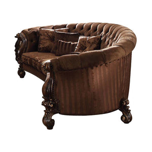 HMS 55 Brown Velvet Curved Sofa Set with Toss Pillows for Living Room