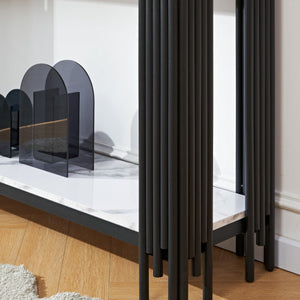 2-Story Marble Decorative Console Table - Black