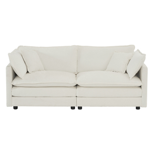 FCJ Modern White Chenille Fabric Loveseat Sofa Couch for Living Room Large Size 2-Seat Deep Seat 4 Pillows Upholstered Sponge