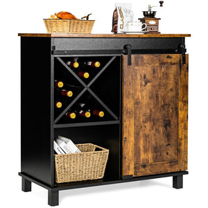 Industrial Sliding Barn Door Storage Cabinet for Living Room