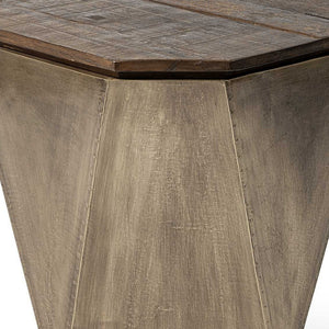 HMS 21\" Convertible Brown Solid Wood End Table Farmhouse Indoor Living Room Furniture Metal for Entry Dining Tea Table Use