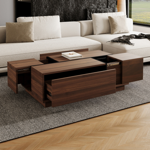 Rectangular Sliding Top Coffee Table 2 Drawers 2 Hidden Storage 47.2 FCJ for Farmhouse Japanese Living Room Tea Table Design