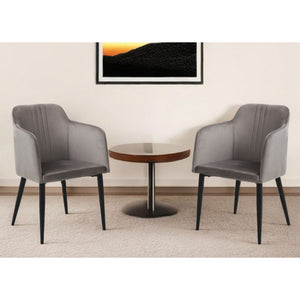 hms Set of Two 23" Gray and Black Velvet Arm Chair