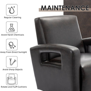 FCJ Reclining Leather Accent Chair with Metal Legs Comfortable Rotating Decorative Chair for Home Office Living Room