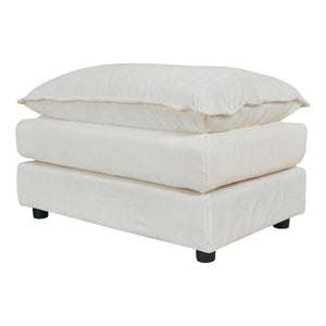 4-Seater Beige Sofa with 2 Footrests for Living Room