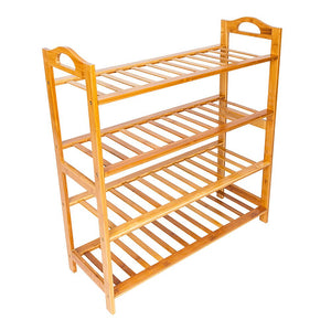 4-Tier Bamboo Shoe Rack Easy-to-Assemble Entryway Storage Organizer for Home & Office Wood Color