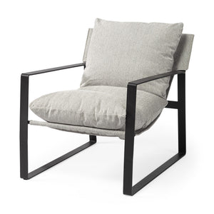 HMS 35 Wingback Chair in Gray and Black Fabric Elegant Living Room Furniture