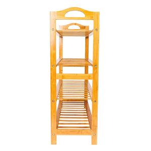 4-Tier Bamboo Shoe Rack Easy-to-Assemble Entryway Storage Organizer for Home & Office Wood Color