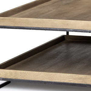 HMS 46\" Coffee Table with Natural and Black Solid Wood and Metal Featuring a Shelf