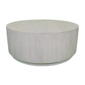 42\" HMS Rustic White Solid Wood Round Distressed Coffee Table