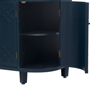 Curved Design Storage Cabinet Featuring Four Doors and Adjustable Shelves Suitable for Corridors Entrances and Study