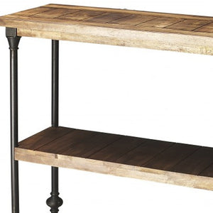 HMS 62 Brown Iron and Wood Three-Tier Bookcase Industrial Design Style Living Room Furniture for Home Office Book Storage