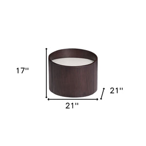 HMS 17\" Dark Brown Solid Wood Round End Table Farmhouse Style Tea Table for Living Room Home Furniture with Metal Accents