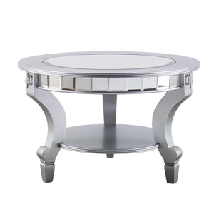 HMS 29-Silver Mirrored Round Coffee Table with Metal Elegant and Stylish Design