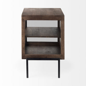 HMS 24\" Brown Solid Wood Square End Table Convertible Farmhouse Style Living Room Side Table