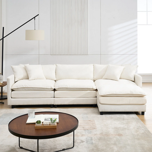 L-Shaped Sectional Sofa with Ottoman
