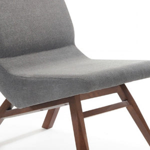 HMS 22\" Gray and Brown Upholstered Chaise Lounge Chair with Ottoman