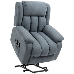 Big and Tall Grey Fabric Recliner with Electric Lift and Massage Remote Control