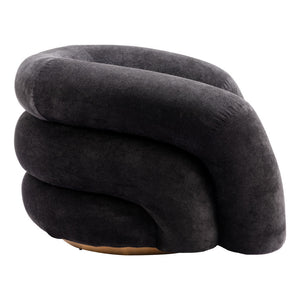 HMS 37 Black and Gold Faux Shearling Arm Chair with Upholstered Accent Elegant Living Room Furniture