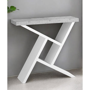 HMS 36\" Contemporary Abstract Console Table with Shelves Gray and White Marble for Entry or Living Room Furniture