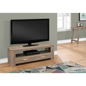 HMS 47\" Deep Taupe Oak TV Stand Traditional-Modern Open Shelving Console for Home Furniture Living Room Cabinet