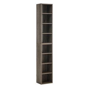 8-Tier Adjustable Tall Narrow Bookcase Home Office Multi-Functional Double-Decker Display Bookshelf CD/DVD Slim Storage Cabinet