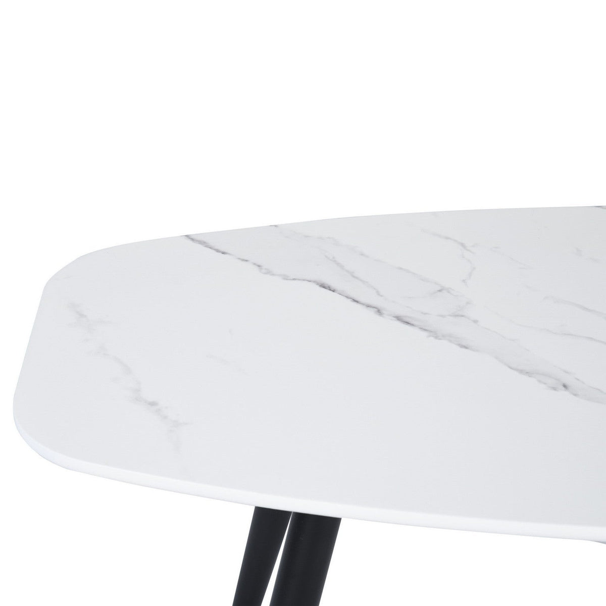 HMS 43\" Coffee Table in White and Black Faux Marble with Steel Stylish and Durable