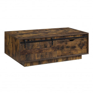 HMS 47\" Coffee Table with Drawer and Shelf Brown and Black Melamine Veneer Wood Material