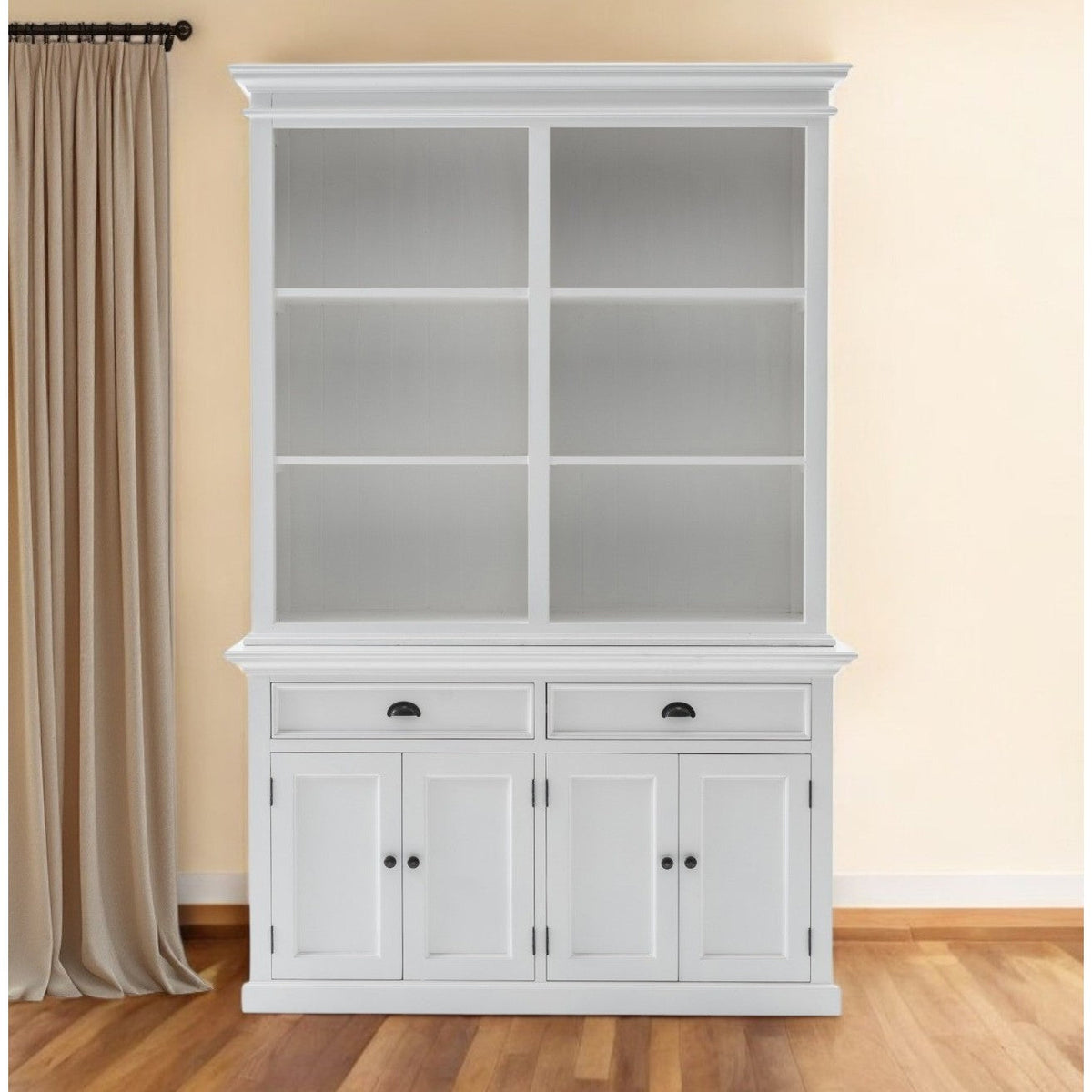 HMS 87 White Solid Wood Adjustable Four Tier Bookcase