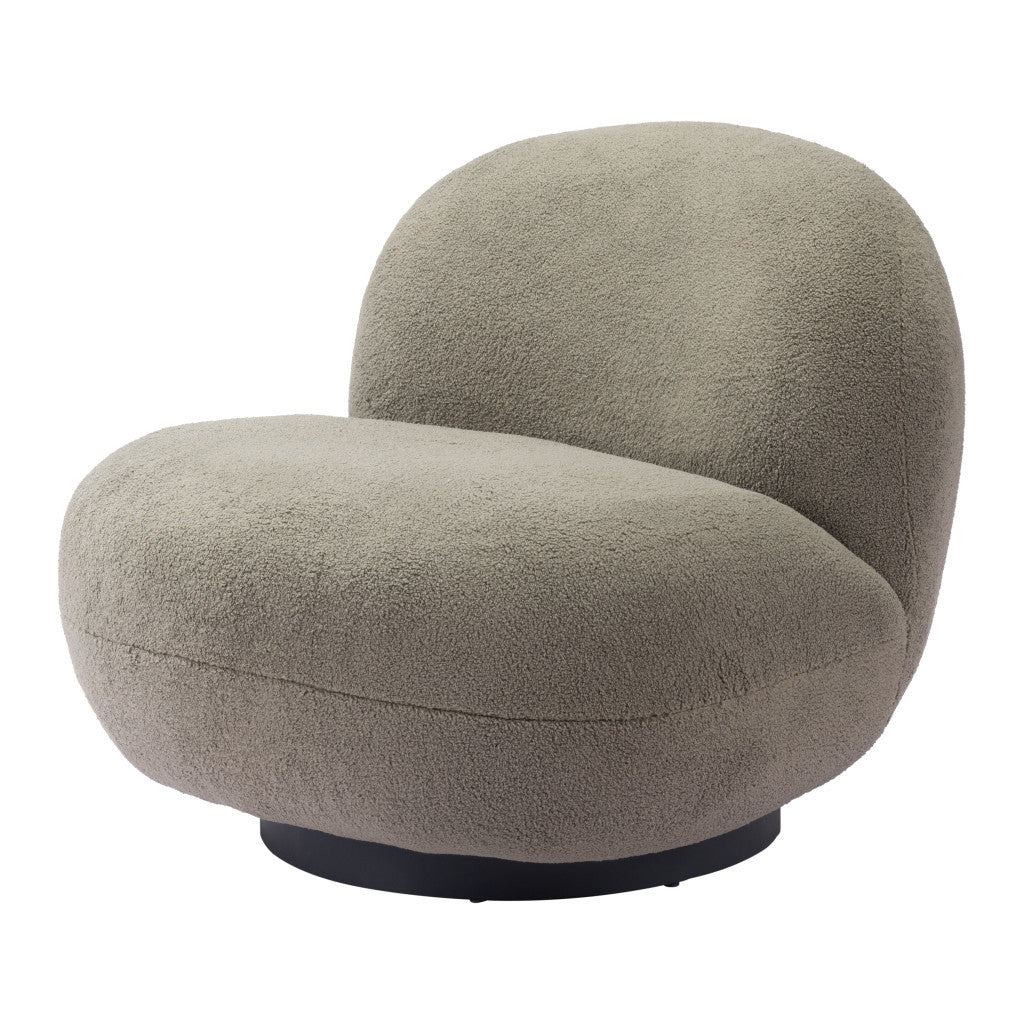 HMS 30\" Khaki and Black Faux Shearling Upholstered Slipper Chair Stylish Living Room Furniture