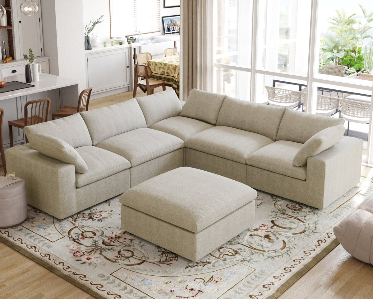 ATUNUS USA in Stock Drop Shipping Cloud Sofa Living Room Furniture Brown Corduroy Modular Sectional Couch Sofa Set