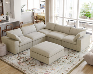 ATUNUS USA in Stock Drop Shipping Cloud Sofa Living Room Furniture Brown Corduroy Modular Sectional Couch Sofa Set