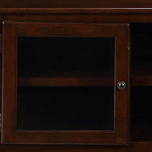 HMS 58\" Brown Wood and Glass TV Stand with Enclosed and Open Storage for Home Entertainment