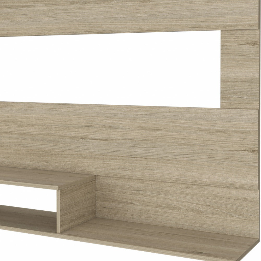HMS 55 Light Pine Open Shelving TV Stand Elegant Entertainment Center with Open Storage
