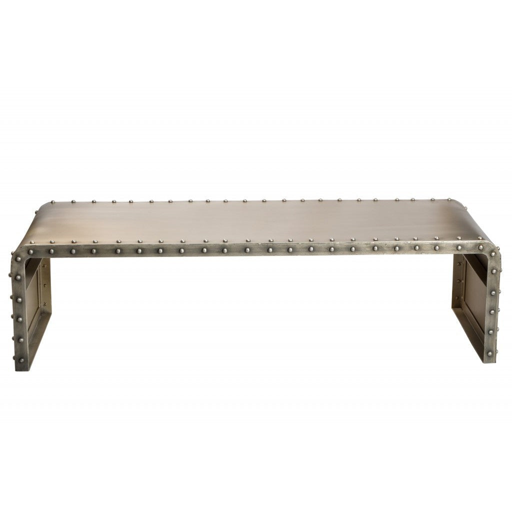 HMS 60 Convertible Coffee and Tea Table Gray Aluminum and Metal Frame Farmhouse Style Made of Concrete for Living Room Use