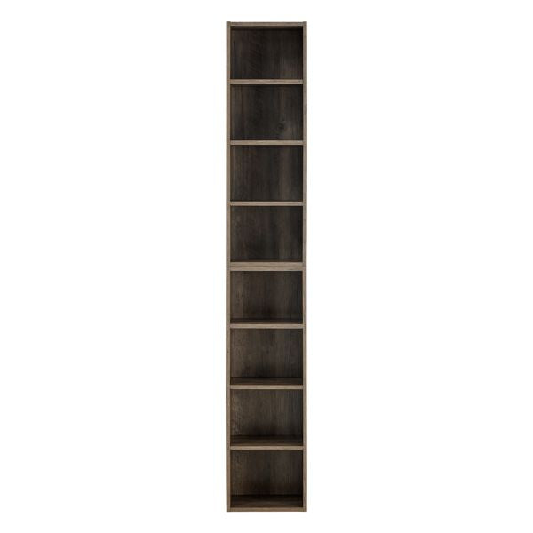 8-Tier Adjustable Tall Narrow Bookcase Home Office Multi-Functional Double-Decker Display Bookshelf CD/DVD Slim Storage Cabinet