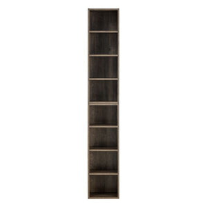 8-Tier Adjustable Tall Narrow Bookcase Home Office Multi-Functional Double-Decker Display Bookshelf CD/DVD Slim Storage Cabinet