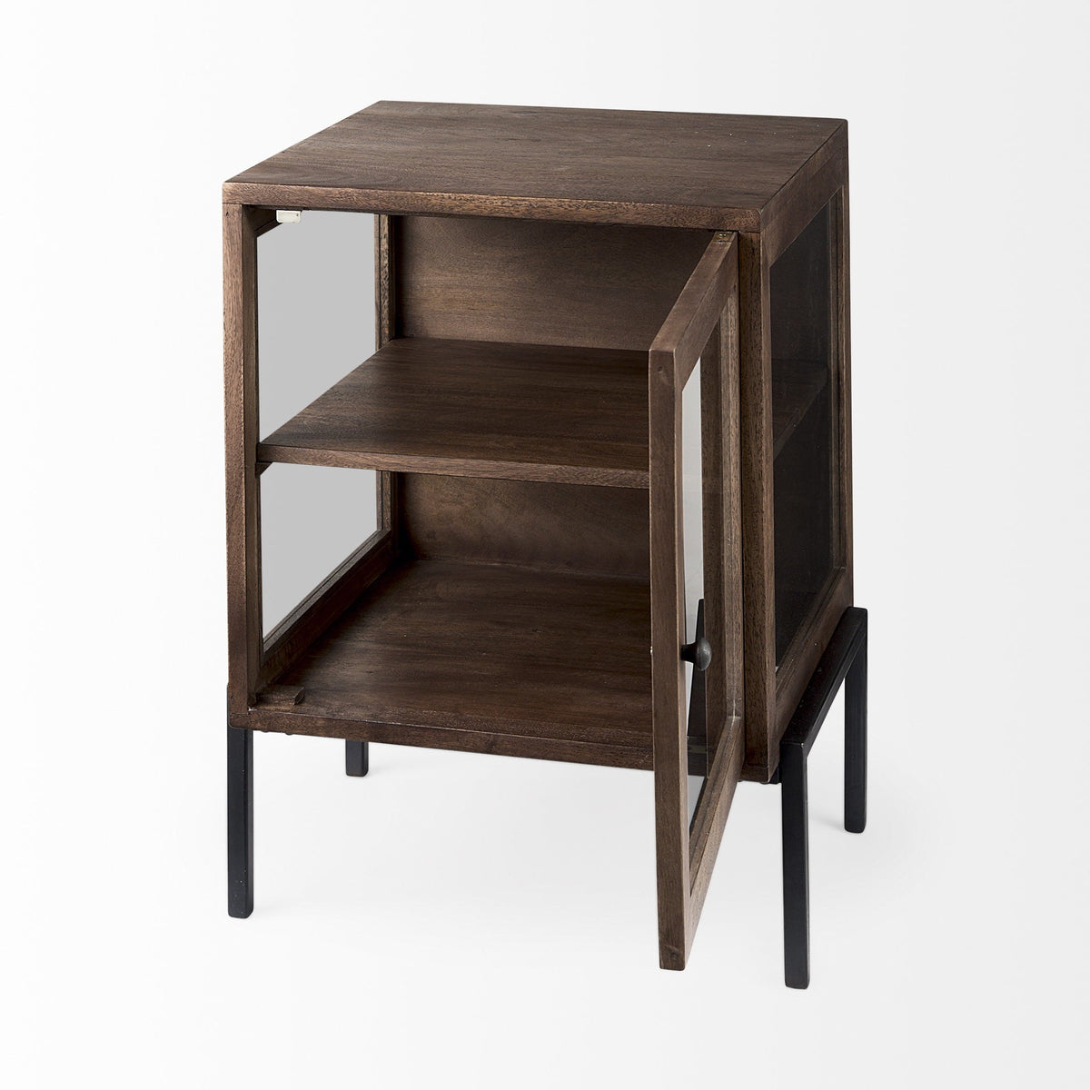 HMS 24\" Brown Solid Wood Square End Table Convertible Farmhouse Style Living Room Side Table