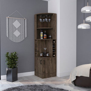 Seattle Bar Cabinet, Eight Bottle Cubbies, Two Large Open Shelves
