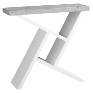 HMS 36\" Contemporary Abstract Console Table with Shelves Gray and White Marble for Entry or Living Room Furniture