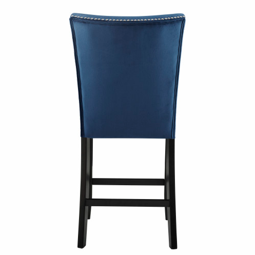 FCJ Camila Blue Velvet Counter Chair for Living Room