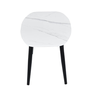 HMS 43\" Coffee Table in White and Black Faux Marble with Steel Stylish and Durable