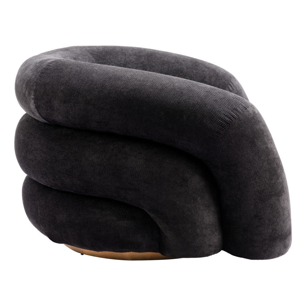 HMS 37 Black and Gold Faux Shearling Arm Chair with Upholstered Accent Elegant Living Room Furniture