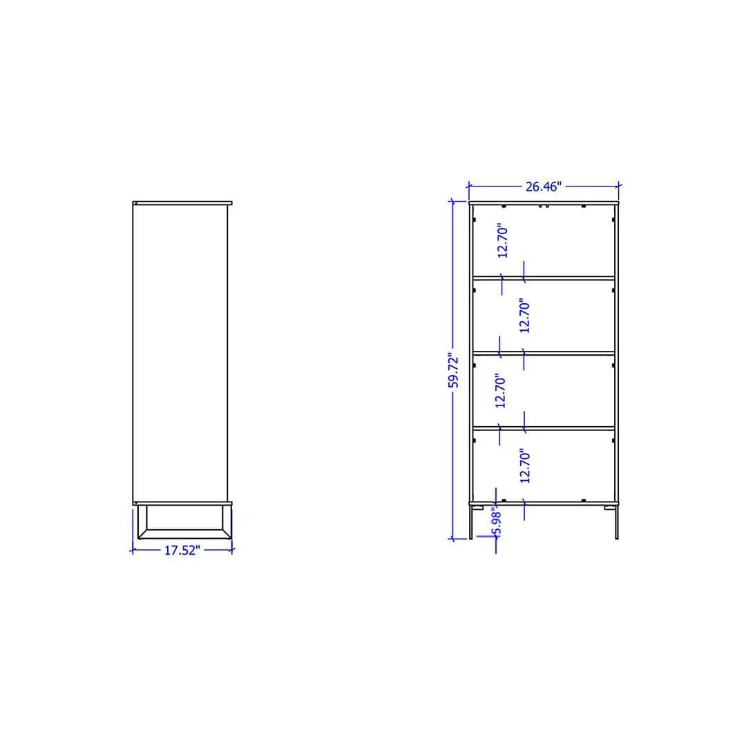 Manhattan Comfort for Lexington 59.72 Black Bookcase with 4 Shelves