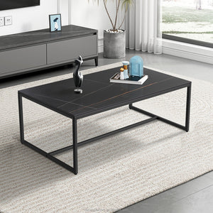 US Free Shipping Modern Living Room Center Furniture Coffee Table Marble Pattern Tea Table with Open Storage