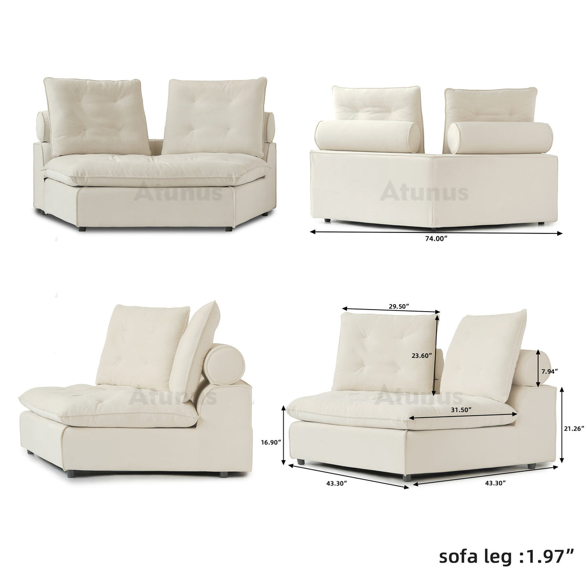 ATUNUS USA in Stock Drop Shipping Tiffany Blue Pet-Friendly Velvet Modular 7 Seater Sectional Sofa Set Scratch Proof Miami Couch